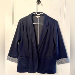 Skies Are Blue Open Front Stretch Navy Blazer Sz L